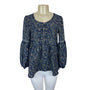 Max Studio Women's Blue with Flower Print Peplum Shirt Sz S
