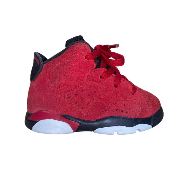 Air Jordan Kids Red Toro Bravo Retro 6 Suede Lace Up Basketball Shoes Size 5C