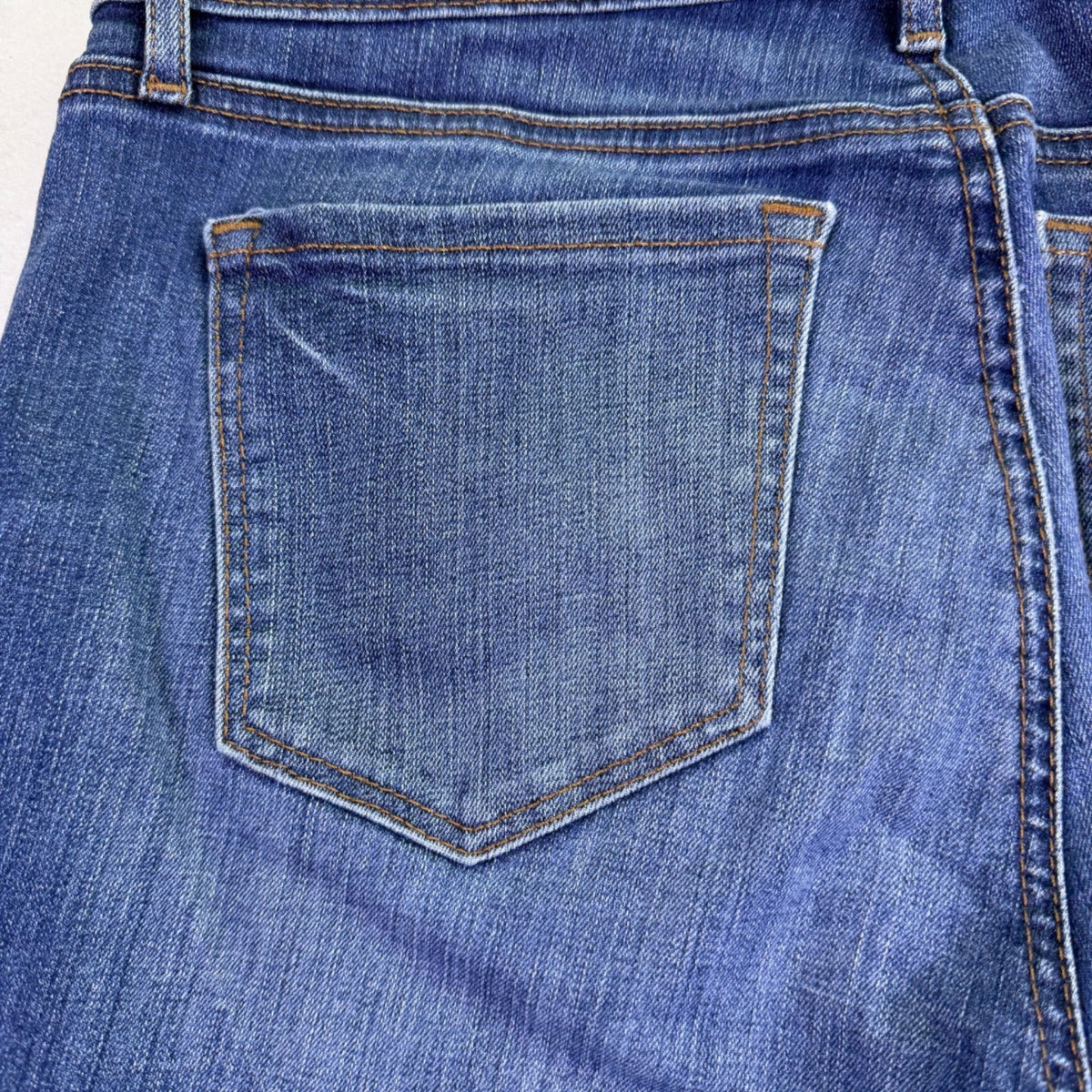 Ann Taylor Loft Womens Blue Denim Jeans Raw Hem Slim Straight Mid-Rise Size 30