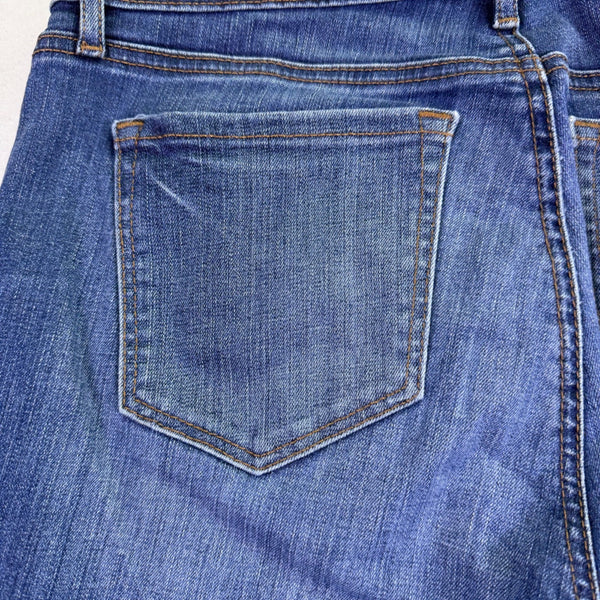 Ann Taylor Loft Womens Blue Denim Jeans Raw Hem Slim Straight Mid-Rise Size 30
