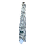 Tom James Mens Ivory Silk Tie Chain Link Red & Blue Pattern Elegant Made In USA