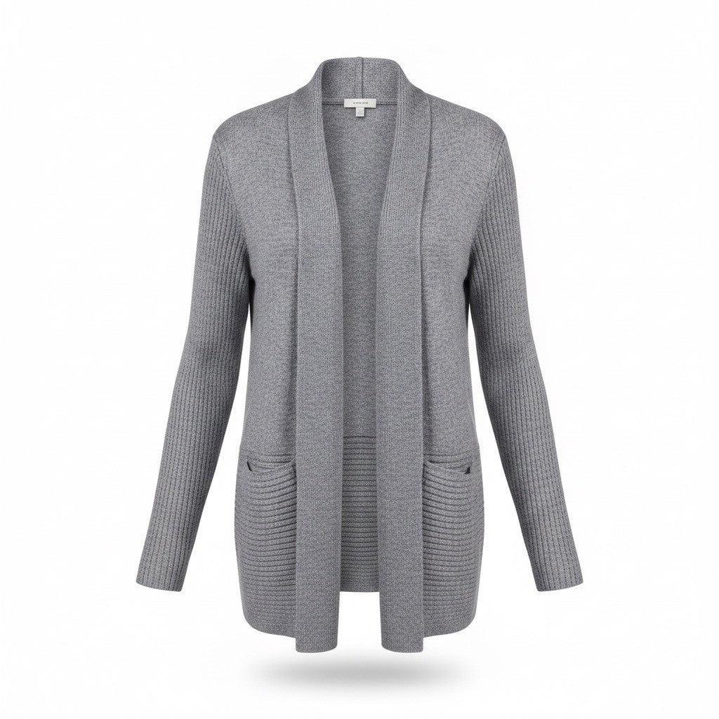 Avenue Womens Gray Open Cardigan Sweater Plus Lightweight Size 22/24