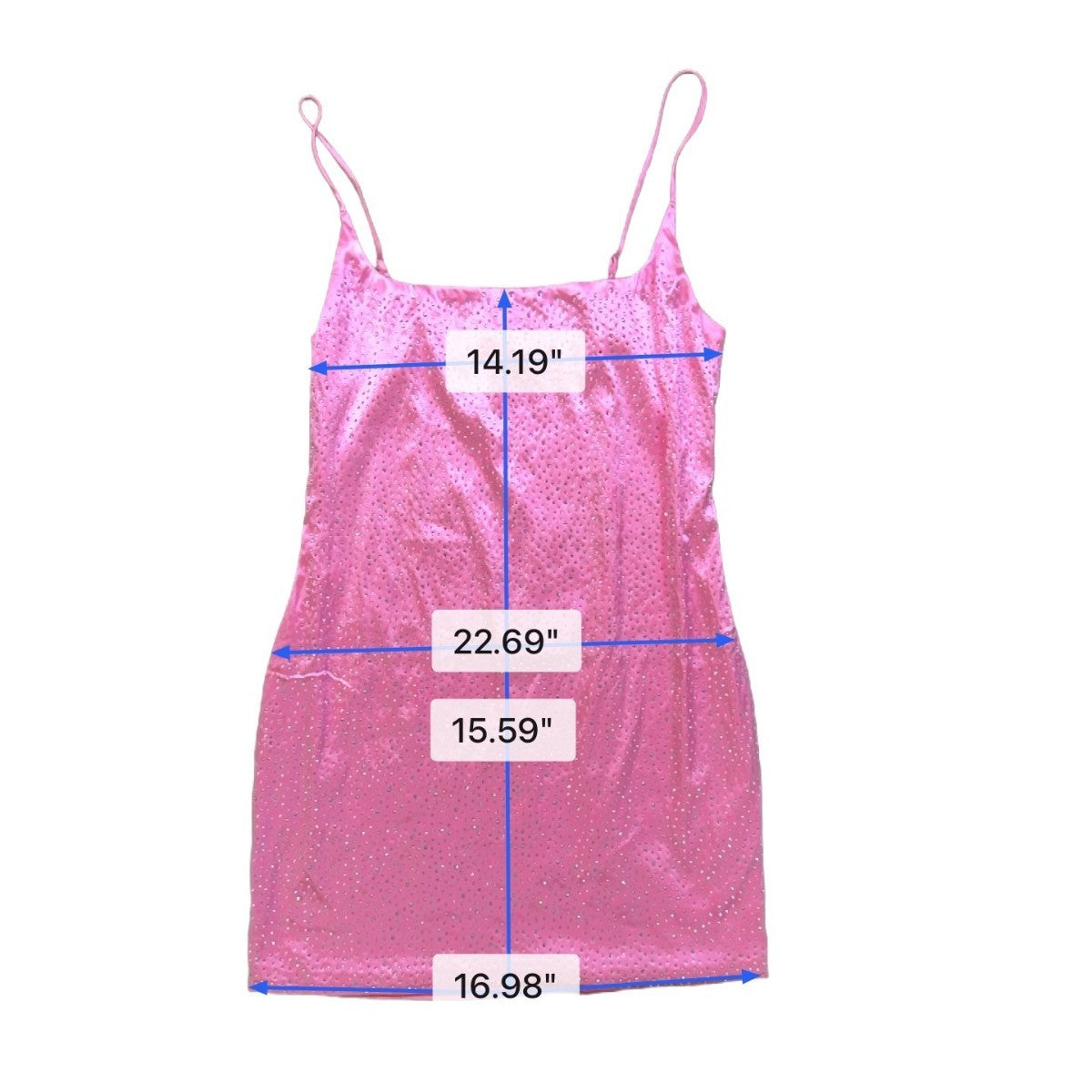 Akira Womens Pink Rhinestone Mini Slip Dress Sparkling Style  Size L