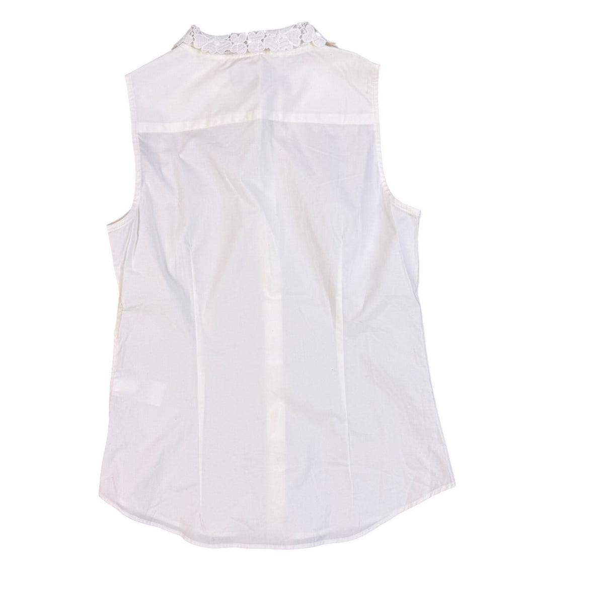 Banana Republic Womens White Sleeveless Button-Up Blouse With Lace Collar Size 4