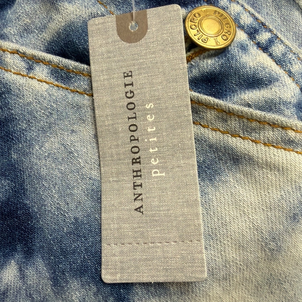 Anthropologie Womens Blue Cotton Blend Tie-Dye Denim Overalls Size 24 Petite