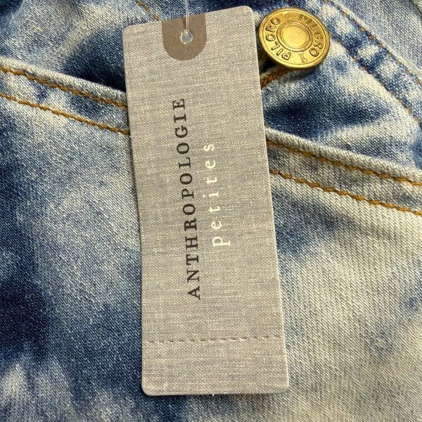 Anthropologie Womens Blue Cotton Blend Tie-Dye Denim Overalls Size 24 Petite