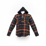 Original Use Mens Orange & Navy Plaid Cotton Hooded Button-Up Shirt Size M
