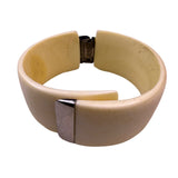 Resin & Metal Womens Beige Bangle Bracelet Hinged Clasp Modern Polished Design