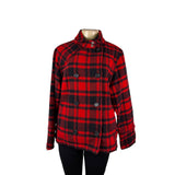 Woolrich Womens Red & Black Plaid Peacoat Double Breasted Jacket Size L
