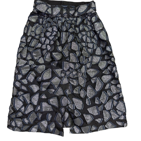 Zac Posen Womens Navy & Silver Metallic A-Line Skirt Size S