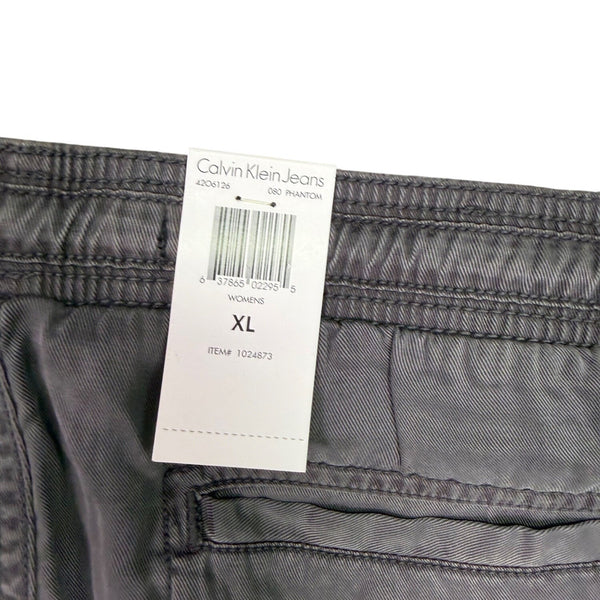 Calvin Klein Womens Gray Stretch Relaxed Fit Pants With Elastic Waist Size XL