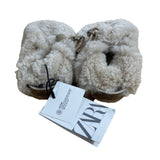 Zara Furry Youth Girl Tan Slippers Sz 10.5 - Cotton / Suede NWOB