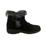 Khombu Women’s Black Leather Faux Fur Winter Buckle Accent Ankle Boots Size 8M