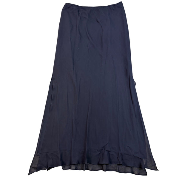 Express Womens Black Silk Blend Maxi Skirt Large Flowy Lined Elegant Look