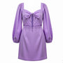 I Saw It First Womens Purple Dress Balloon Sleeves Tie-Front Size UK14 US10