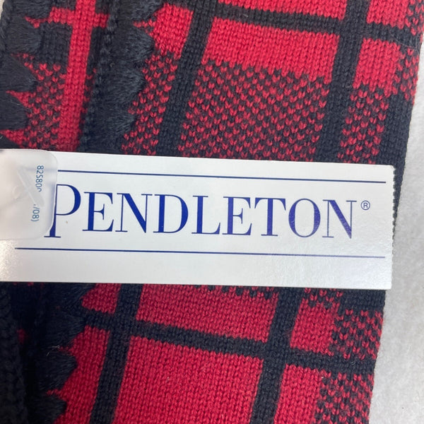 Unisex One Size Pendleton Red and Black Plaid Scarf New