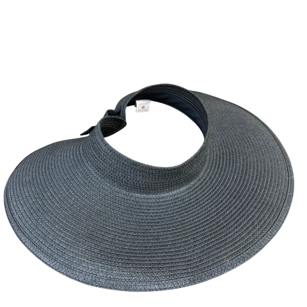Shade & Shore Womens Black Straw Adjustable Wide Brim Visor Sun Hat