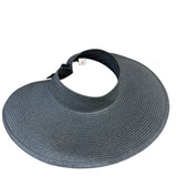 Shade & Shore Womens Black Straw Adjustable Wide Brim Visor Sun Hat