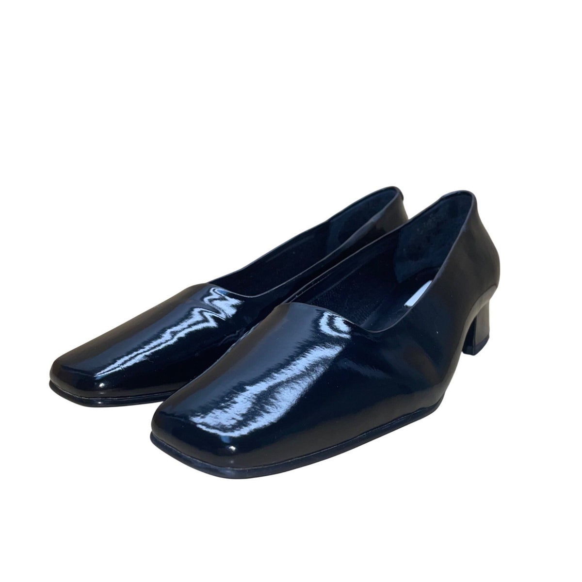 Chadwicks Women’s Black Patent Square-Toe Low Heel Slip-On Dress Shoes Size 10M