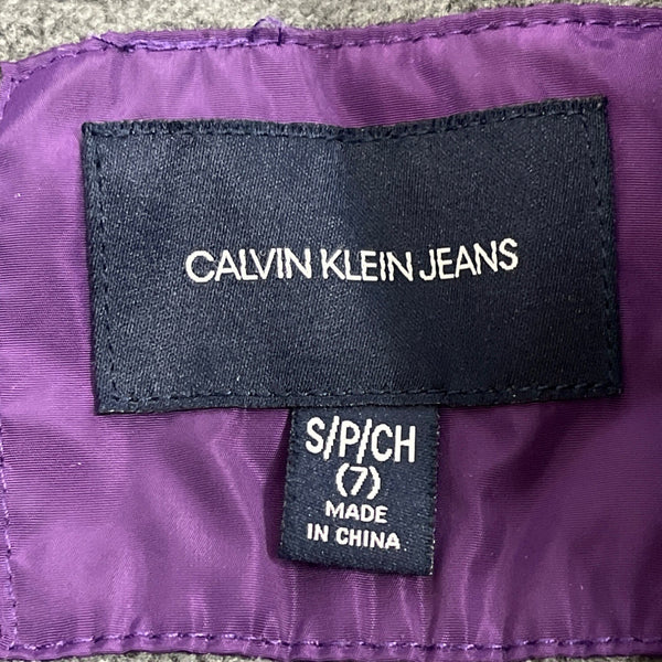 Calvin Klein Womens Purple Puffer Jacket With Faux Fur Hood & Side Pockets Sz S