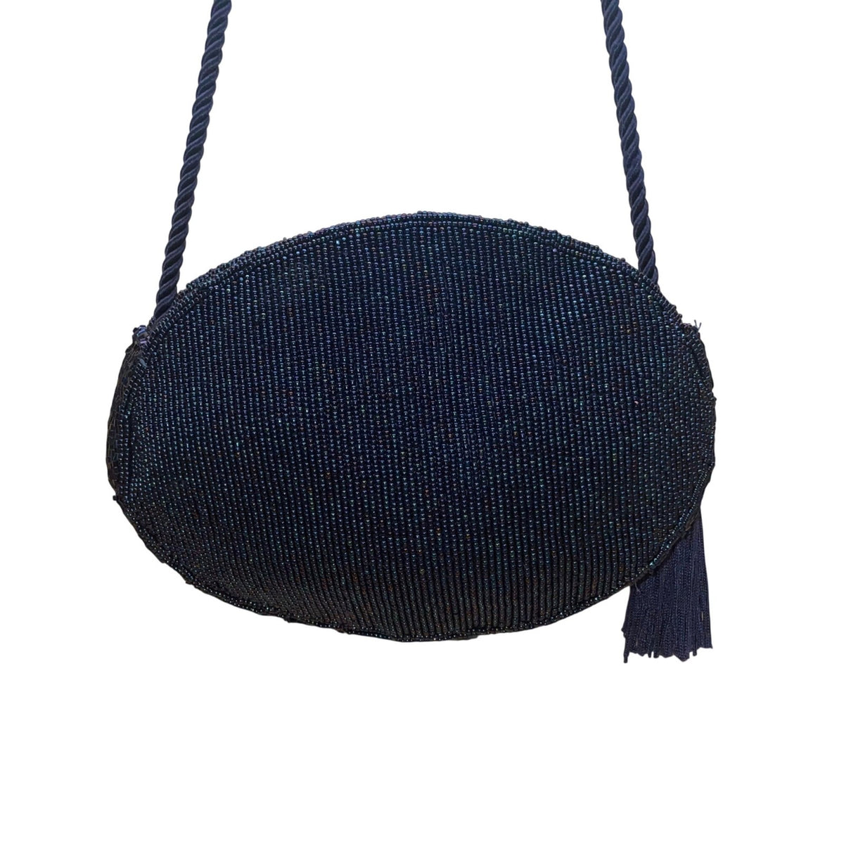 Carolyne Barton Women’s Blue Beaded With Tassel Night Crossbody Bag