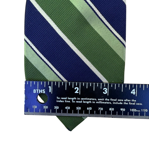 Jos. A. Bank Mens Green & Blue Silk Blend Striped Tie Italy Signature Collection