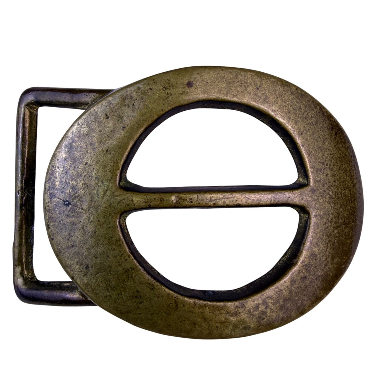 Vintage Solid Brass Belt Buckle Oval Horizontal Bar Mens Accessories