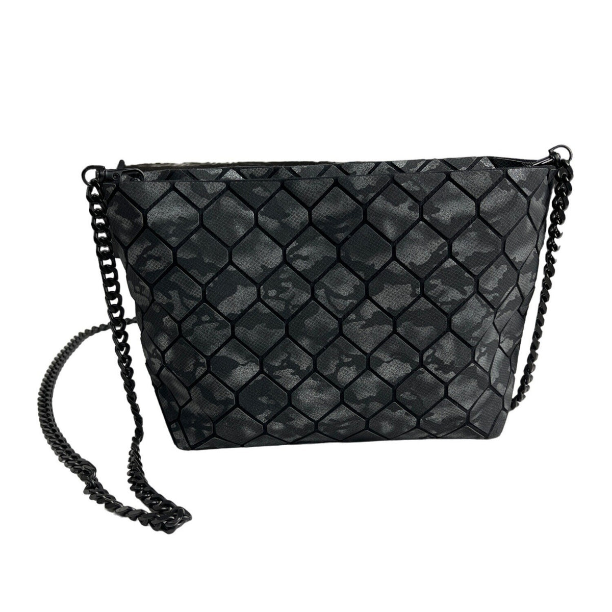 Patrizia Luca Women's Black Geo Tile & Chain Strap Shoulder Crossbody Bag Sz S
