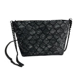 Patrizia Luca Women's Black Geo Tile & Chain Strap Shoulder Crossbody Bag Sz S