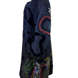 La Coleccion Judith Roberts Black Velvet & Lace Sequined Embroidered Long Coat