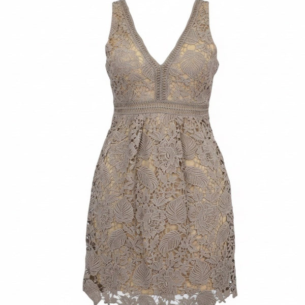 Romeo & Juliet Couture Womens Beige Crochet Lace Sleeveless Dress Size M