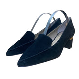 Enzo Angiolini Women's Black Suede Pointed Toe Denna Block Heel Loafers Size 7M
