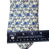 Smithsonian Mens Yellow & Blue 100% Silk Floral Pattern Neck Tie Unique Design