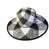 Physician Endorsed Womens Black & White Paper Yarn Sun Hat With Chin Strap