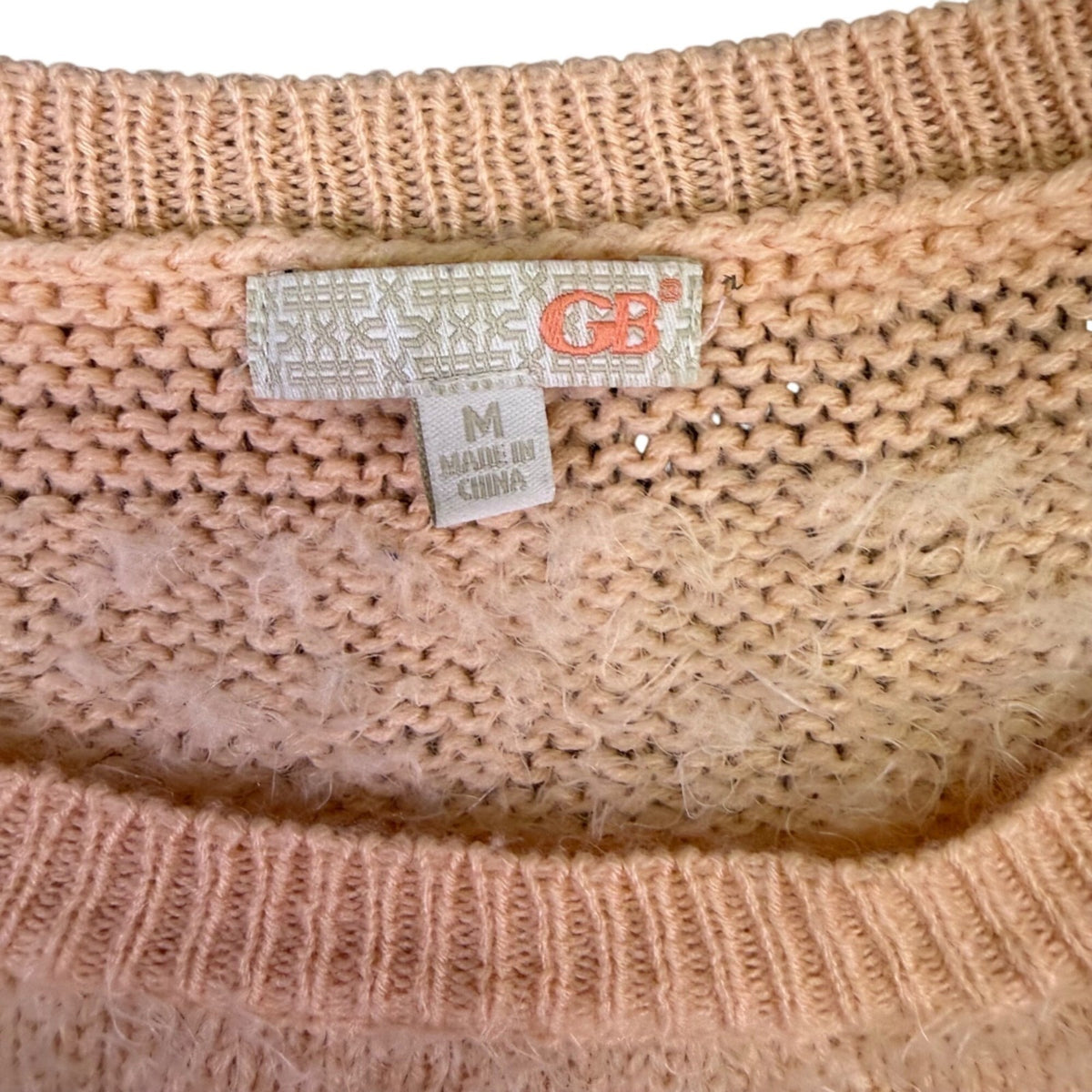 GB Women Beige Lace Trim Pullover Sweater Lightweight Size M