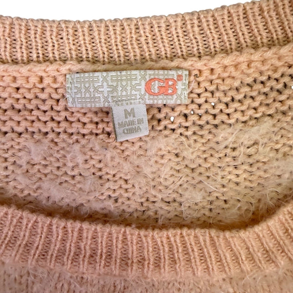 GB Women Beige Lace Trim Pullover Sweater Lightweight Size M