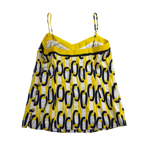 Milly Womens Yellow Multicolor Silk Chain Print Sleeveless Top Size 4 USA