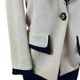 St. John Women's Beige & Black Knit Blazer Jacket Button Front Size 4