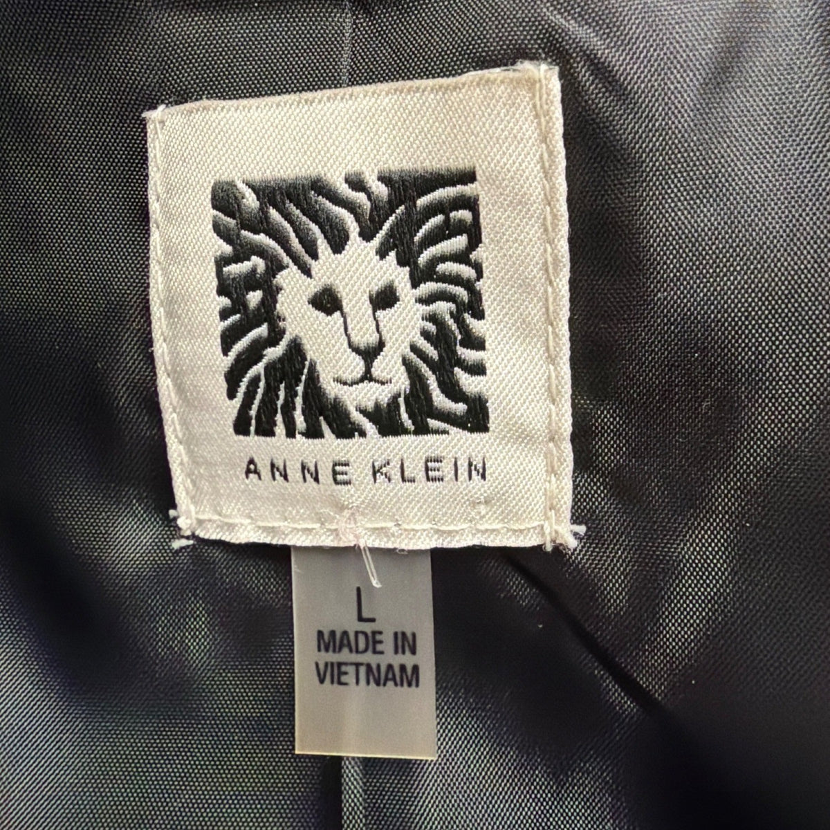 Anne Klein Womens Black Blazer With Faux Leather Accents Open Front Sz L