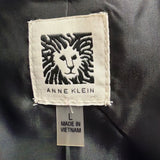 Anne Klein Womens Black Blazer With Faux Leather Accents Open Front Sz L