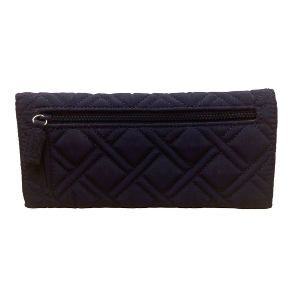 Vera Bradley Women’s Navy Quilted Fabric With Back Zip Pocket Wallet Clutch