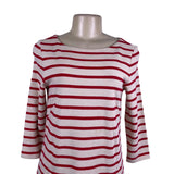 Lilla  P Womens Red / White Striped Dress 3/4 Sleeve Pockets Casual Sz XS
