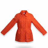 Chicos Womens Orange Utility Jacket With Drawstring Waist Pockets Size 0
