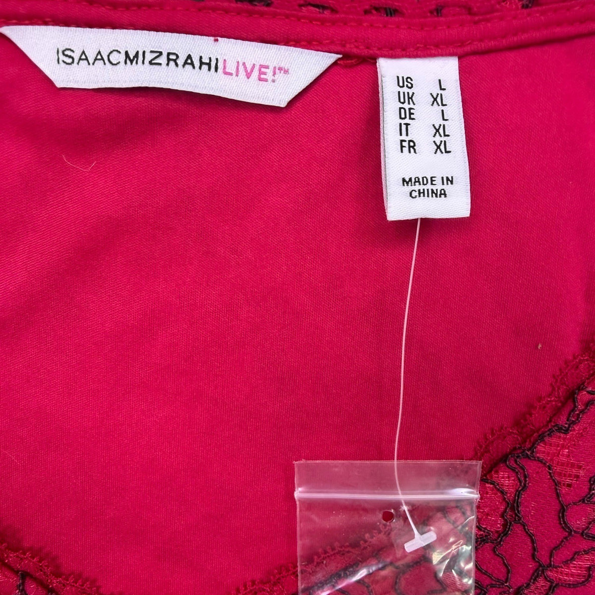 Isaac Mizrahi Live Women’s Pink Lace V-Neck Top With 3/4 Sleeve Size L