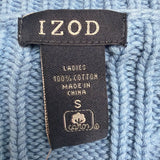 Izod Ladies Blue Cable Knit V-Neck Sweater Lightweight Casual Fit Sz S - New