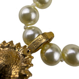 Vintage Roman Faux Pearl & Rhinestone Gold Tone Necklace & Clip-On Earrings Set