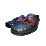 H.S Trask Mens Black & Brown Leather Slip-On Tassel Classic Loafers Size 12N