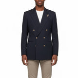 Jos. A. Bank Mens Navy Wool Double-Breasted Blazer Gold Buttons Size 6 Regular