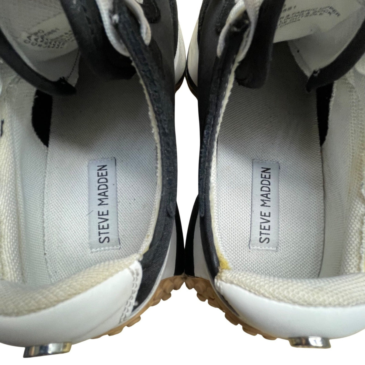 Steve Madden Men’s Black & White Leather & Fabric Campo Athletic Sneakers Sz 8M