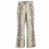 Parasuco Jeans Extreme Fit Snakeskin Print Flared Pants Beige & Black Size 28